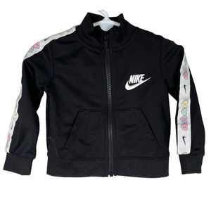 Nike Baby's Full Zip Track Jacket 12M Black White Stand Collar Long Sleeve
